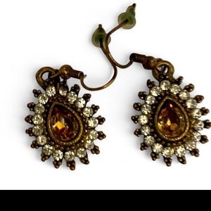 Elegant Gold and Brown Teardrop Earrings